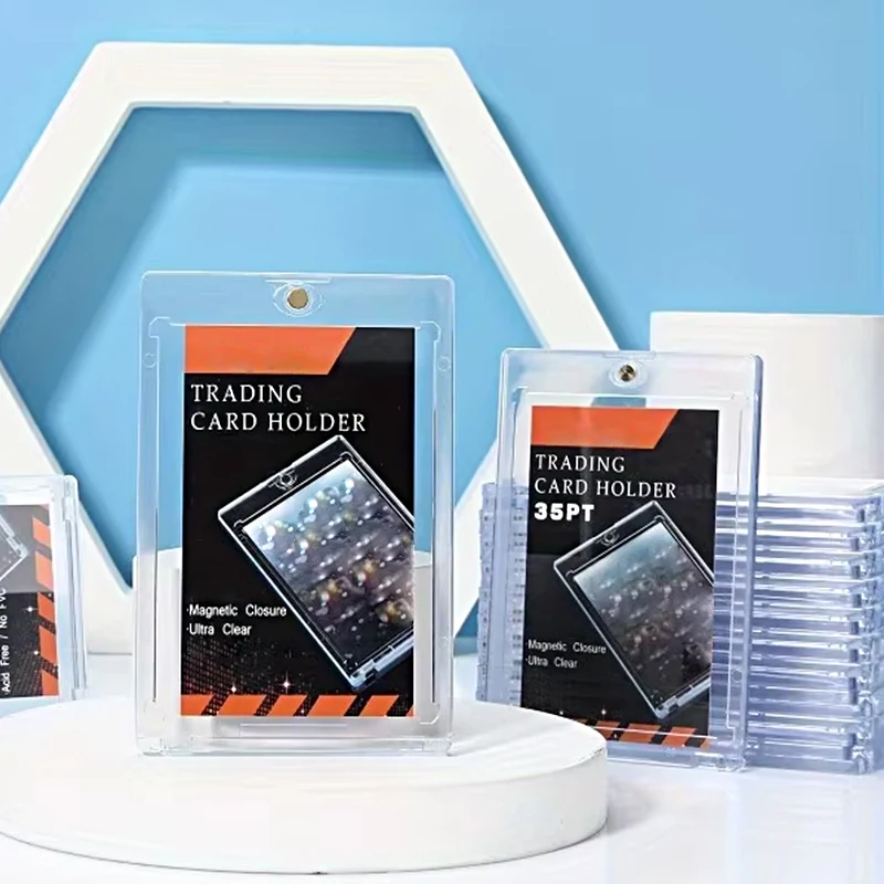 High-quality 35PT acrylic card holder with a transparent baseball card display stand, suitable for collectors and gamers
