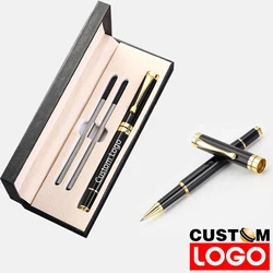 Gift Box Packaging Luxury Metal Signature Roller Pen School Business Office Ballpoint Pens Student Stationery Engraved Name Logo