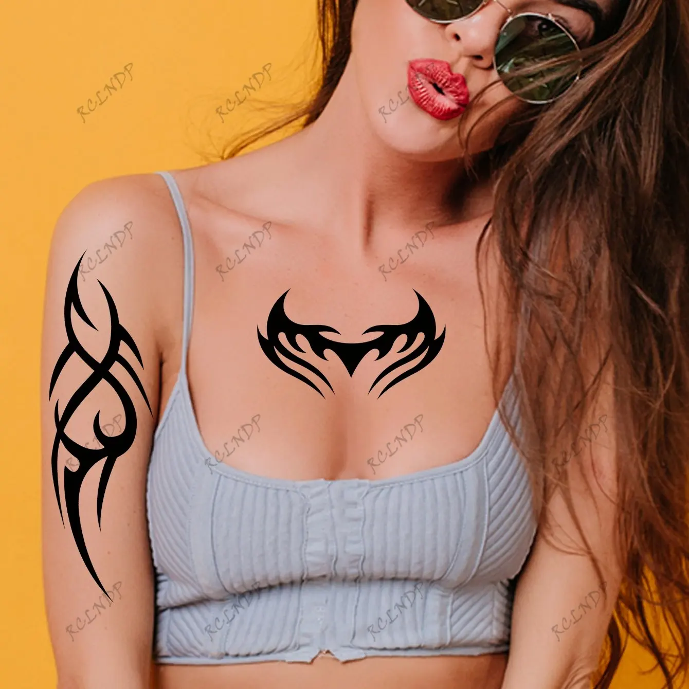 Waterproof Temporary Tattoo Sticker Black Tribal Totem Line Drawing Dragon Chest Arm Hand Flash Tatoo Fake Tatto for Women Men