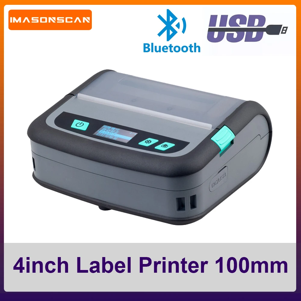 4inch 40~112mm Wireless Portable Label Printer Bluetooth No Need Ink Barcode Label Mark Thermal Printer 4inch Waybill Printer