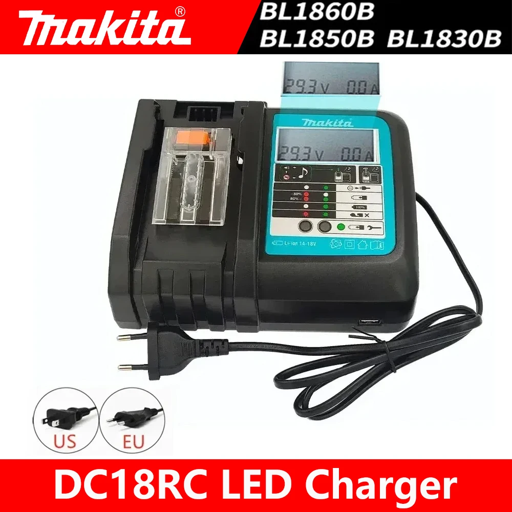 Makita Original DC18RC Li-ion Battery Charger With LED Display 14.4V 18V Bl1830 Bl1430 Dc18Ra Electric Power DC18Rct 3A Charging