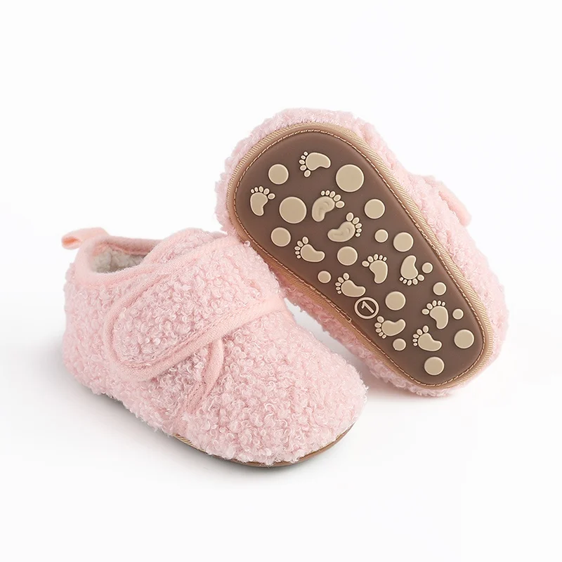 Winter Warm Baby Shoes Boys Girl Soft Anti-slip Walking Shoes Toddler Plush Floor Sock Shoes Indoor Home Kids Slippers