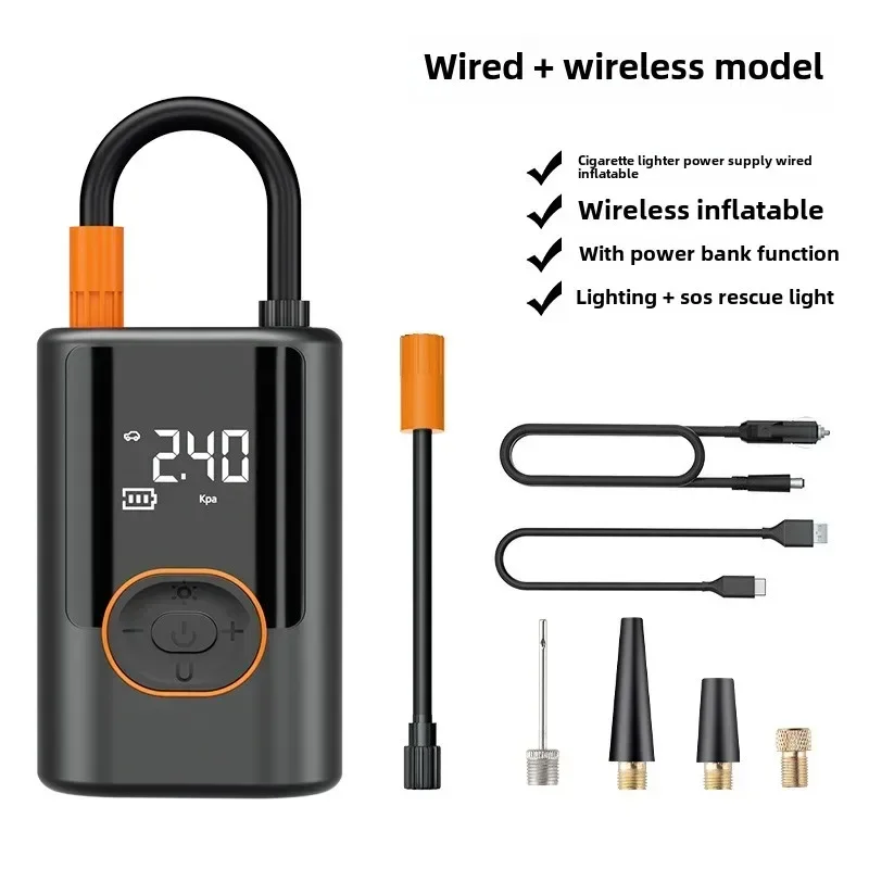 Electric Air Compressor Rechargeable High Precision Car Tyre Inflator LCD Display Portable Air Pump for Car Motorcycle Bike Ball