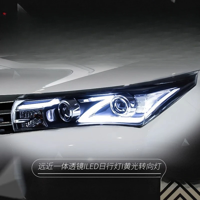Suitable for Toyota 2014-2016 New Corolla Headlight Assembly Modified LED Daytime Running Lights Dual Lens Xenon Headlights
