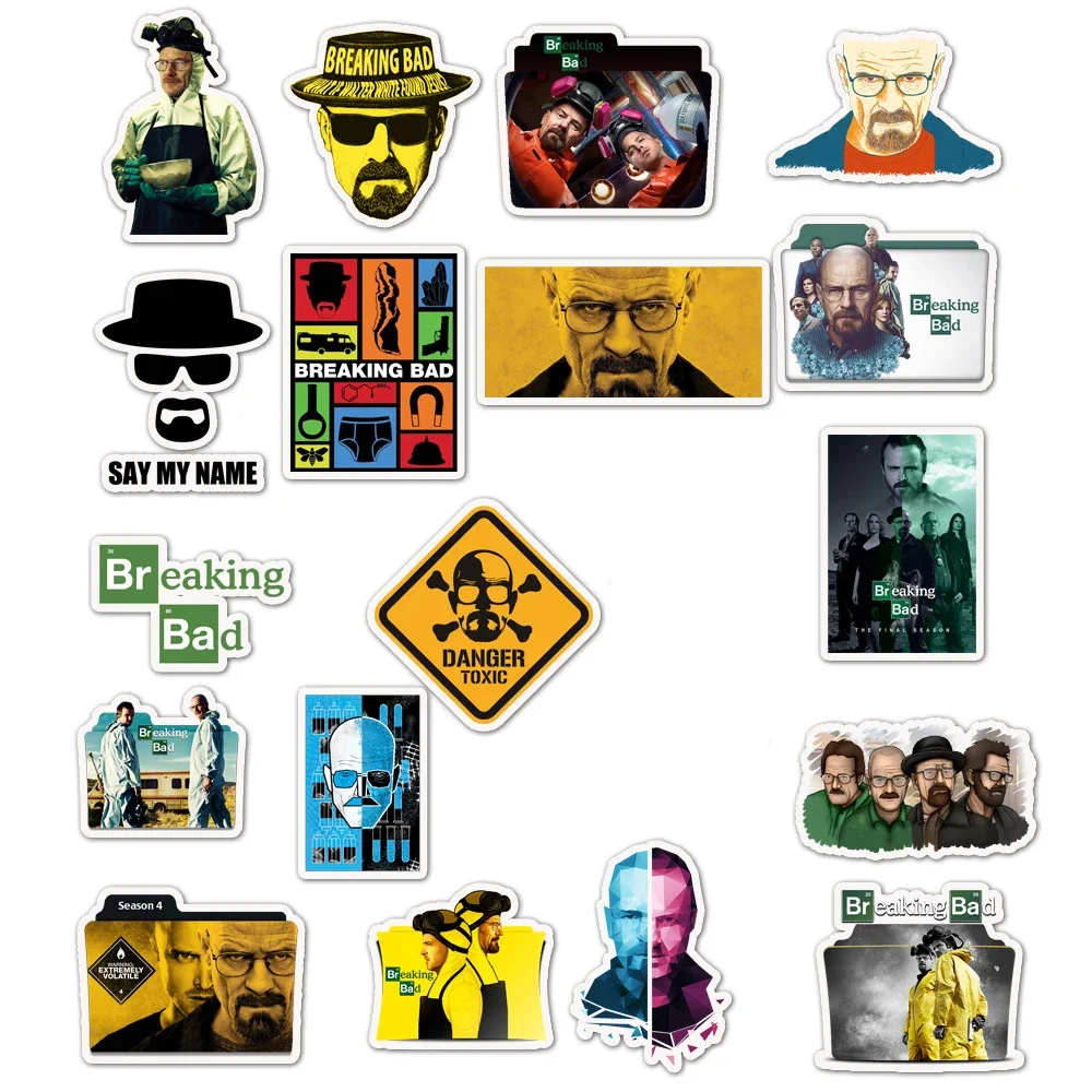 50pcs Breaking Bad TV Show Stickers PVC Waterproof Toy Graffiti Kid Stickers Skateboard Guitar Suitcase Luggage Car Decal