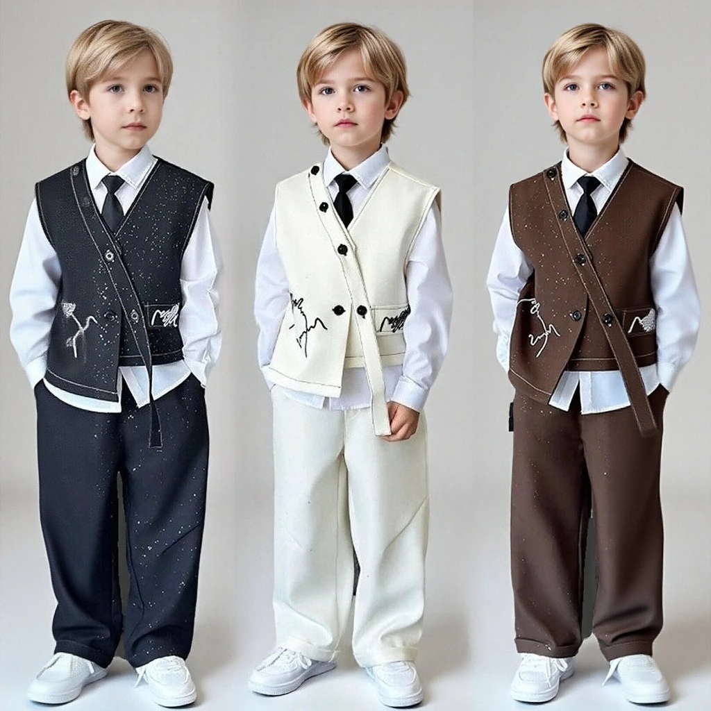 

Детский костюм, винтажный смокинг с цветочной вышивкой со звездами для мальчиков на свадьбу, день рождения, официальный костюм для мальчиков на фортепиано, костюм для выступлений 10 лет