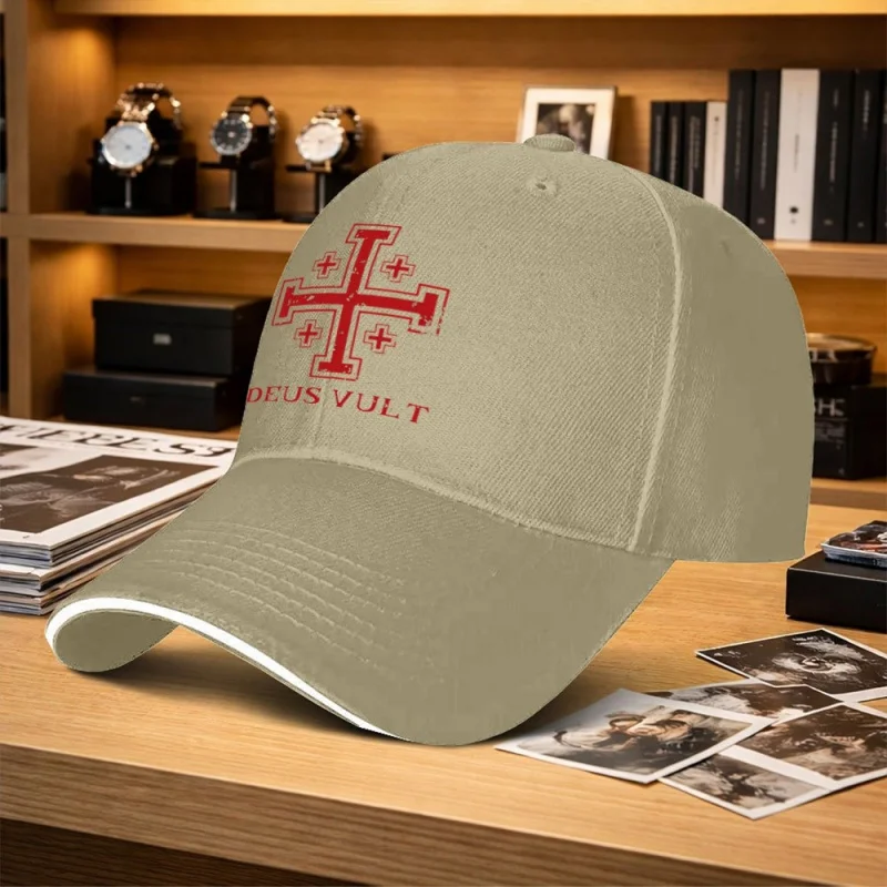 Jerusalem Cross DEUS VULT Gorra de béisbol ajustable Unisex para deportes al aire libre, sombrero de ocio para pesca, golf, camping, senderismo
