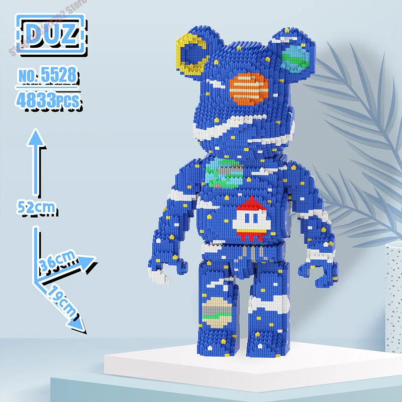 

Giant Fluid Violence Bear Cartoon Love Violent Bear Bearbrick Colour Model Building Block Micro Diamond Bricks Kids Toy Gift Set