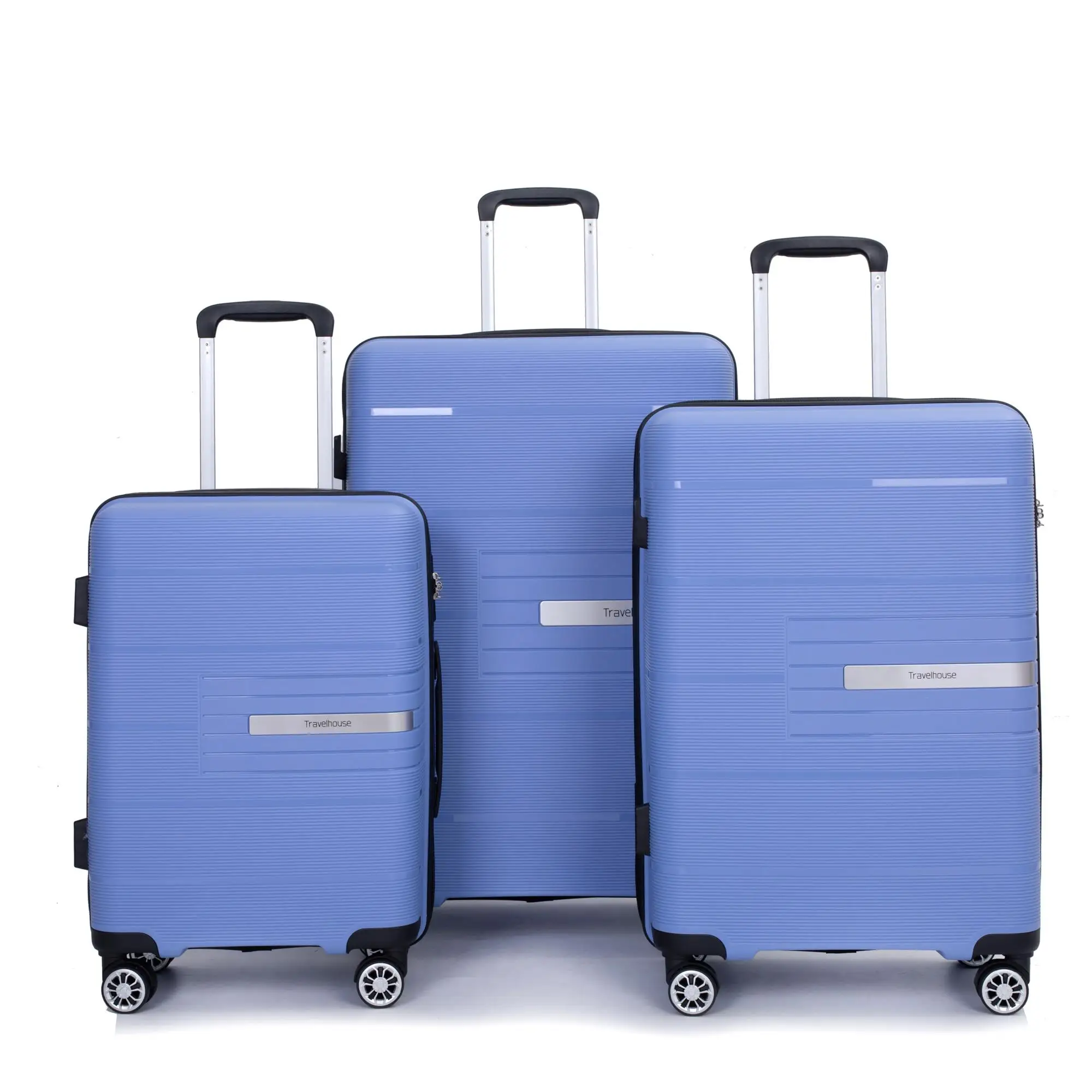 Lightweight Hardshell 3-Piece Luggage Set with Double Spinner Wheels, TSA Lock - Durable Suitcase in Purplish Blue (20/24/28