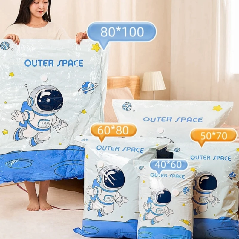 Reusable Vacuum Bag and Pump Cover for Clothes Storing Large Plastic Compression Empty Bag Travel Accessories Storage Container