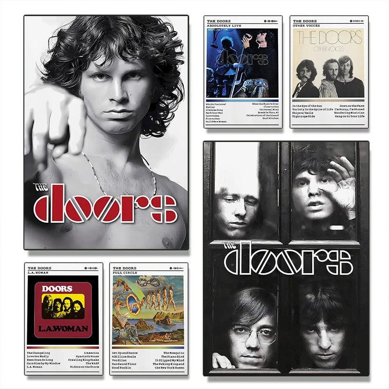 Popular The Doors Jim Morrison Posters Print Canvas Rock Band Album Music Guitar Wall Art Pictures for Home Bar home Decoration