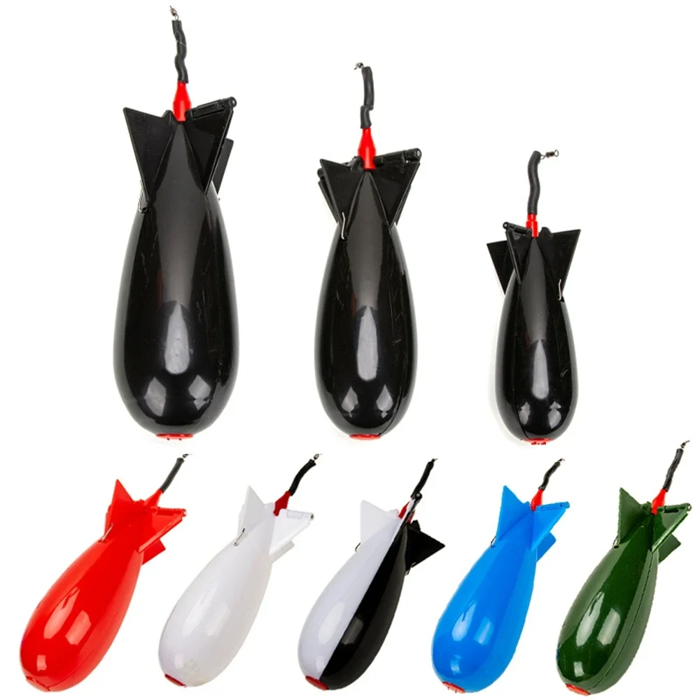 البلاستيك الصيد الطعم الأسماك المغذية في الهواء الطلق صاروخ على شكل تعويم إغراء الطعم حامل مغذيات موقف والعتاد اكسسوارات صيد السمك