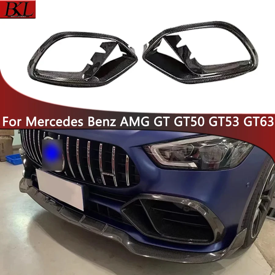 

For Mercedes Benz AMG GT GT50 GT53 GT63 4-door Front Bumper Air Vent Cover Tuyere Body Kitcar Carbon Fiber Fog lamp frame grill