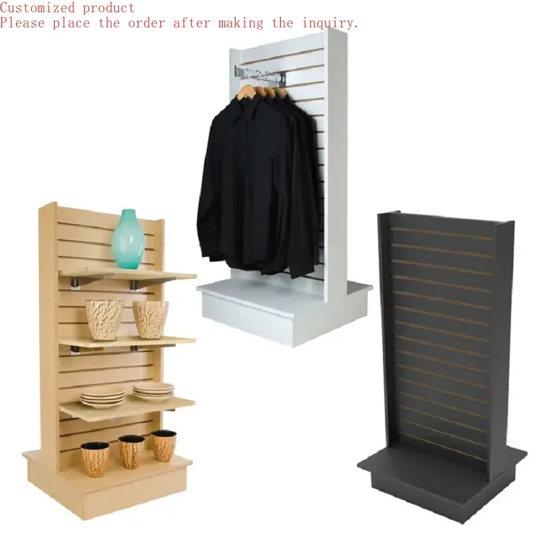 

Custom.Modern Hot Sale MDF Slatwall Display Shelf for Supermarket Displaying Goods