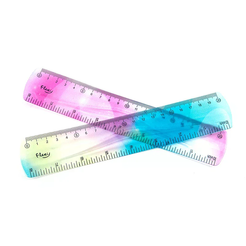 Student Flexible Ruler, Inch and Metric, 30 cm/12 Inch, 20 cm/8 Inch, 15 cm/6 Inch, Transparent Colors Colourful