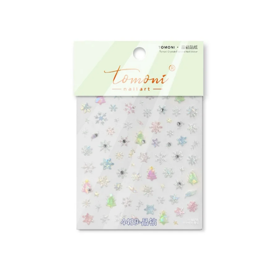 5D crystal diamond nail art stickers high quality Christmas series nail stickers Christmas snowflake nail art decoration sticker