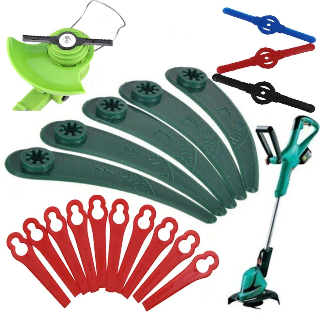 10/25/100Pcs Grass Strimmer Trimmer Blades For Bosch ART 23-18 Li/26-18 Lawn Mower Universal Plastic Blades Replacement Garden