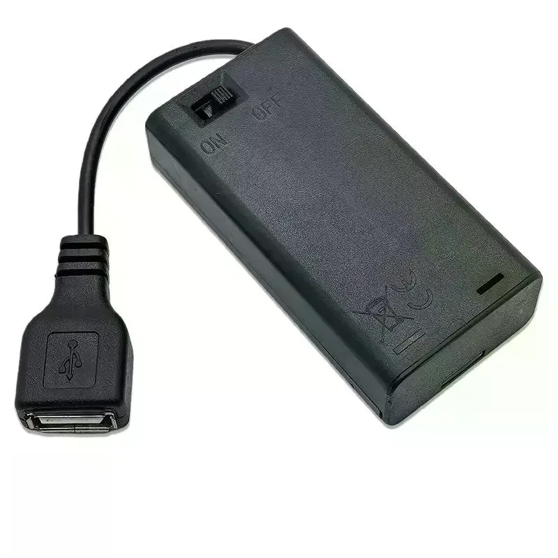 1/4Pcs Extend Cable Port Cover 2*AA 3V USB Female Battery Case Holder For Building Blocks LED Light Kit With Switch And Cover