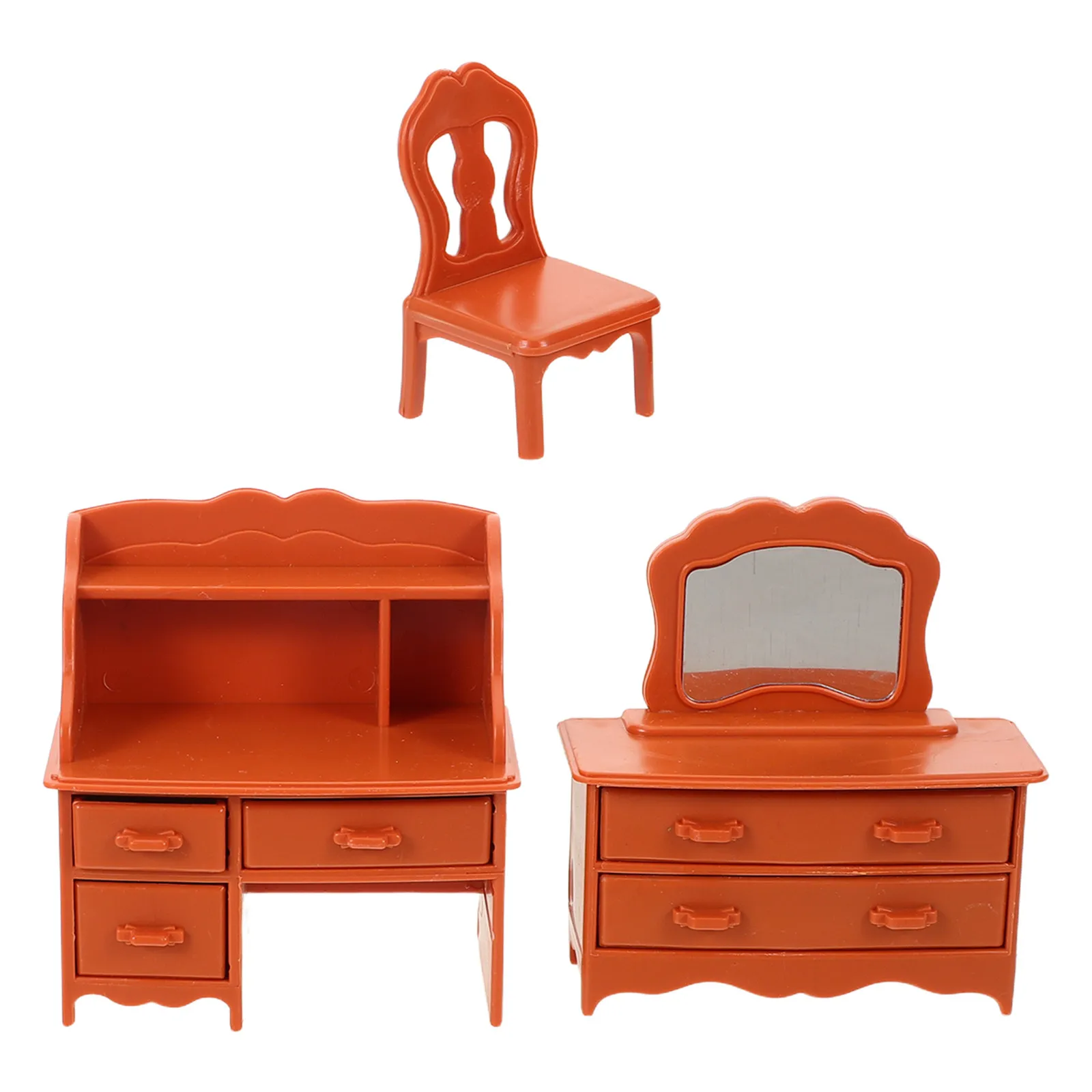 

1Set Miniature Dressing Table with Mirror Stool Realistic Craftsmanship Fine Motor Skills Development Ideal for Pretend Play