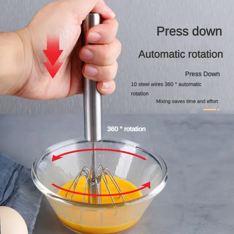 1stainless steel semi-automatic egg beater hand push style cream blender household kitchen hand-held baking stirring rod