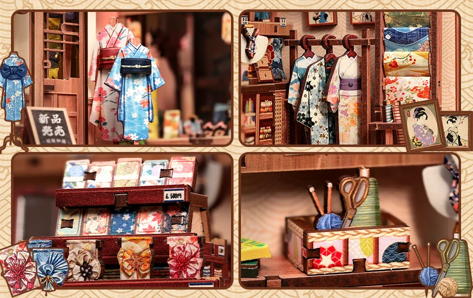 CUTEBEE DIY Book Nook Kit Japanese Sakura 3D Puzzle Dollhouse for Bookshelf Unique Craft Gift for Book Lover Christmas Miniature
