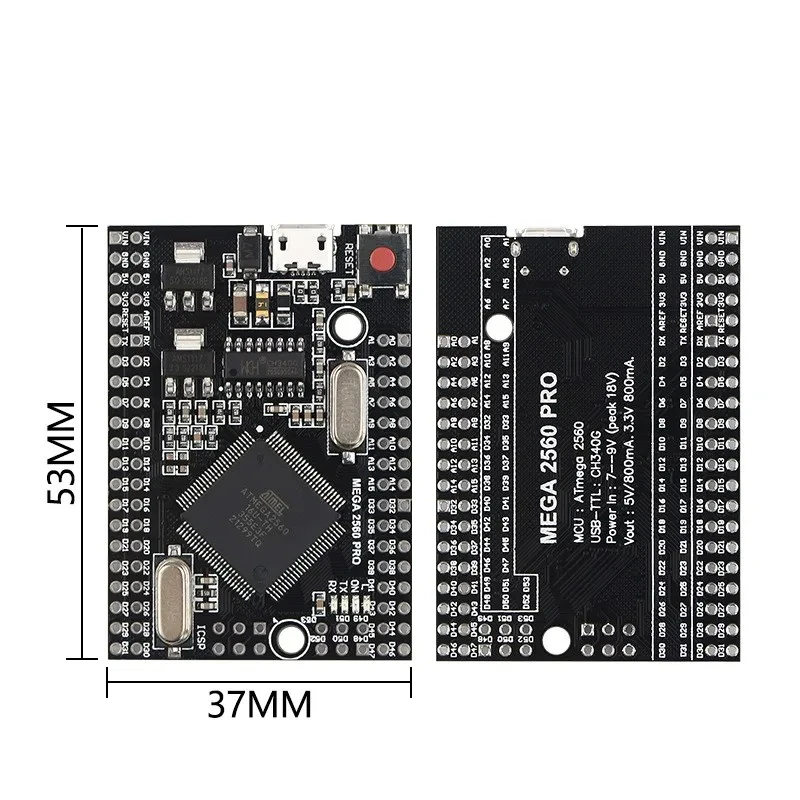 Imagem -04 - Chip com Pinheaders Masculinos Compatível para Arduino Mega 2560 Pro Mini Incorporar Ch340g Atmega256016au Diy