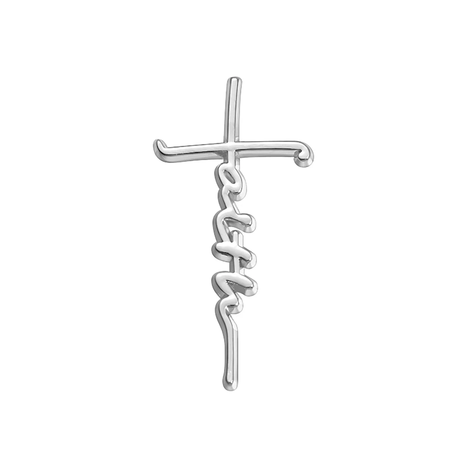 Kreuz Charm herzförmige Glaube Buchstaben Brosche Rucksack Zubehör christlichen Schmuck Geschenk Großhandel – Detail 4
