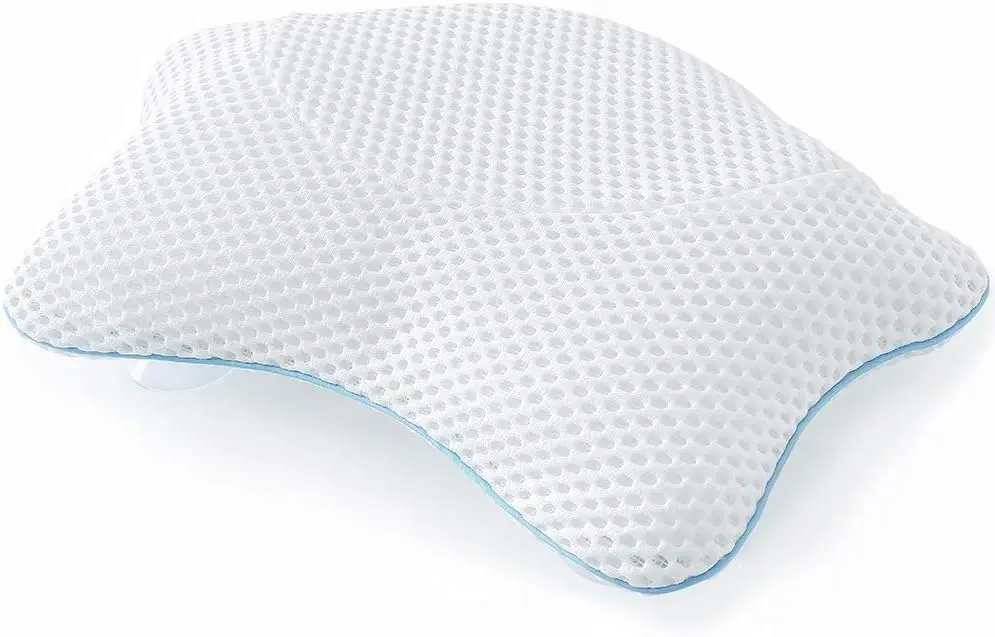 

Non Slip Bath Pillow with Quick Drying Air Mesh, 4 Suction Cups for Any Tub, Soft and Relaxing in White