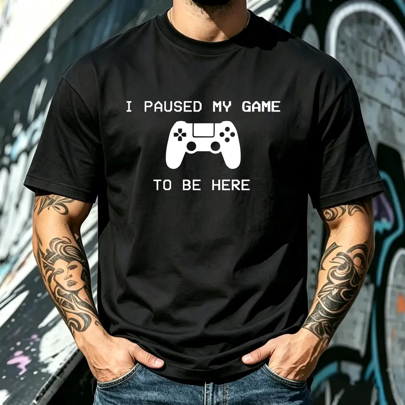 washed T Shirt I Paused My Game to Be Here Play 5 Funny PS5 Station Gamer  vintage Washed Soft streetwear designer clothes