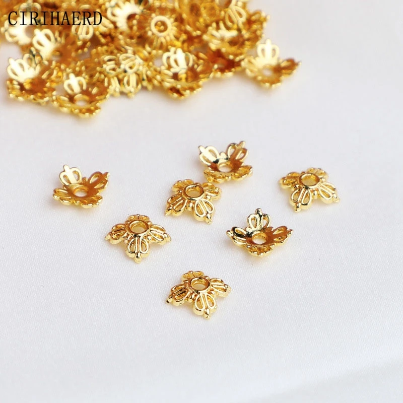 Jewelry Making Supplies 14K/18K Gold-Plated Flower Caps For DIY Handmade Pearl Bracelet Necklace Jewelry Accessories Bead Holder