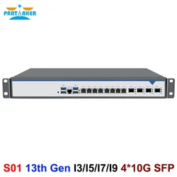 1U 랙 마운트 방화벽, LGA1700 코어 i9 13900 i7 13700 i5 13400 인텔 i226 8x 2.5GE, 4x10G SFP VPN 라우터 PC pfSense OPNsense