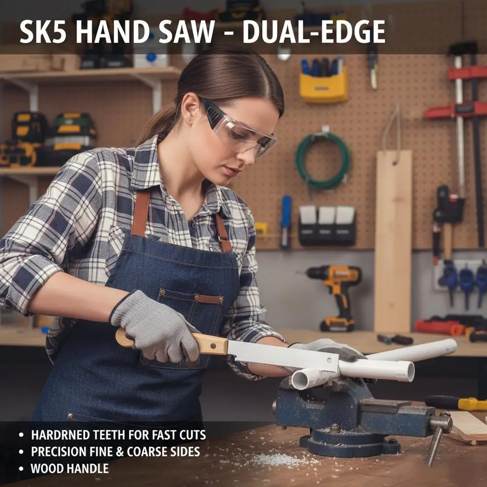 Ergonomic Beech Handle Japanese Pull Saw 2-in-1 Double-Sided Wood Cutting Tool Fast And Clean Cuts For Soft And Hard Wood