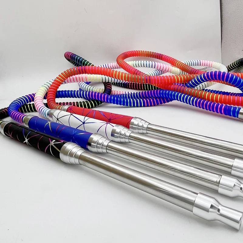 Length:1.8M NEW Hookah PU Leather Handle Silicone Hose Aluminum Mouth Tips Shisha Chicha Narguile Accessories