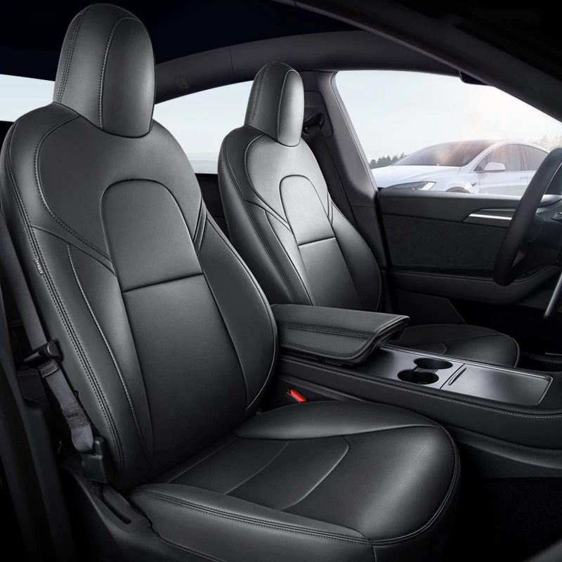 For Tesla Model 3 Y 2019-2026 Custom Fit Car Seat Cover Accessories 360 Degree Full Covered Perforated Artificial Leather