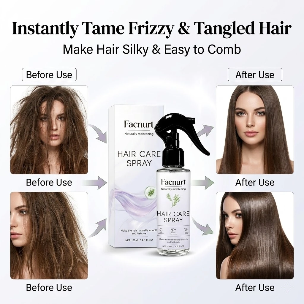 Leave-in Hair Care Spray Anti-Frizz Smoothing Hair Mist Nourish Repair Damaged Hair Long Lasting Fragrance Lightweight Non-Greas