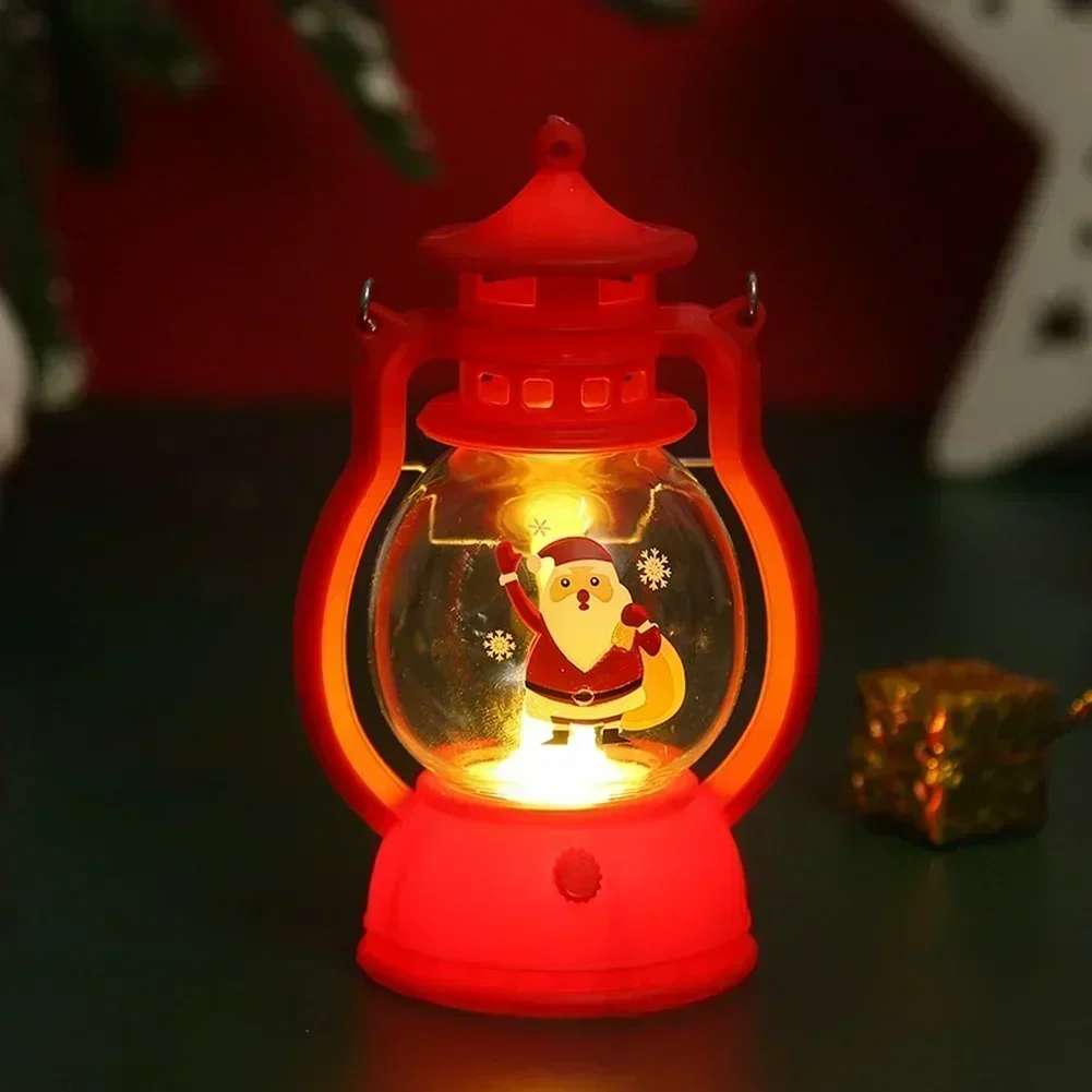 Christmas Themed LED Night Light Lantern With Portable Battery Powered Design Featuring Santa And Snowman For Indoor Festive Use