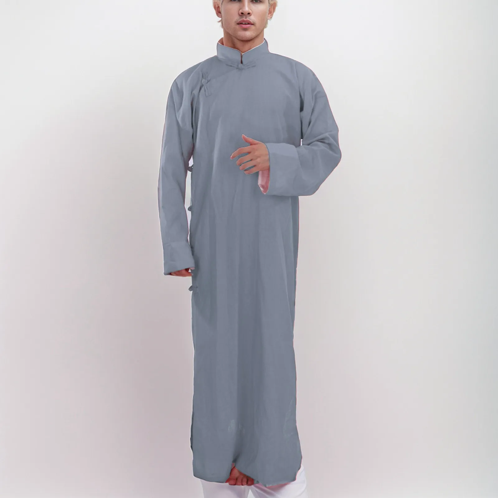 Jubba Thobe de manga comprida masculina, túnica muçulmana, kaftans islâmicos, roupas árabes, Ramadan e Eid, Oriente Médio, novo, 2024