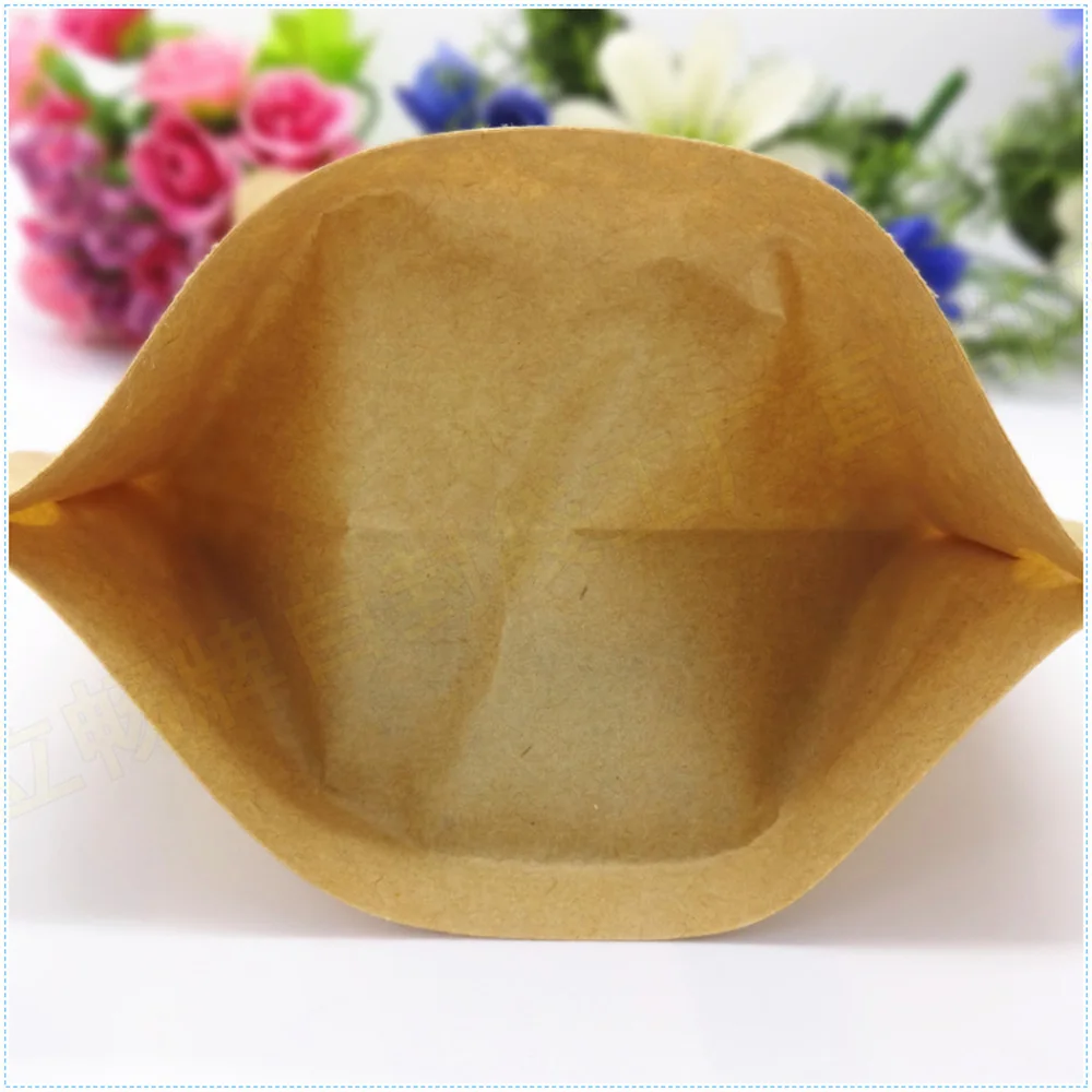 8pcs/pack Heat Seal Stand Up Valve Ziplock Kraft Paper Pack Bags W/ Frosted Window Biscuit Doypack Zipper Storage Pouch