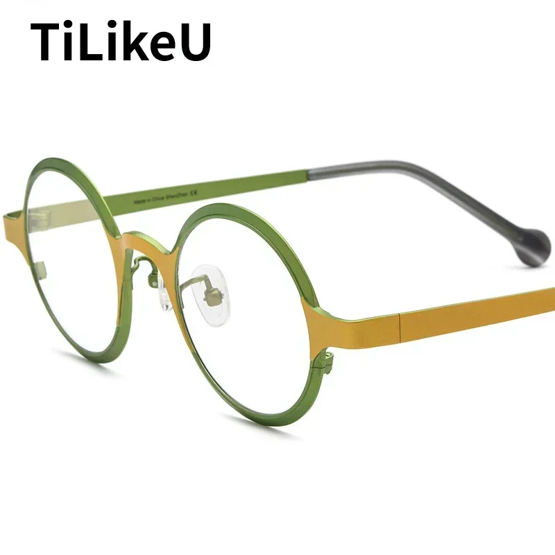 New Niche Pure Titanium Round Frame Fashion Art High-end Women Optical Korean Eyeglasses Frame Designer Men Myopia Glasses Frame