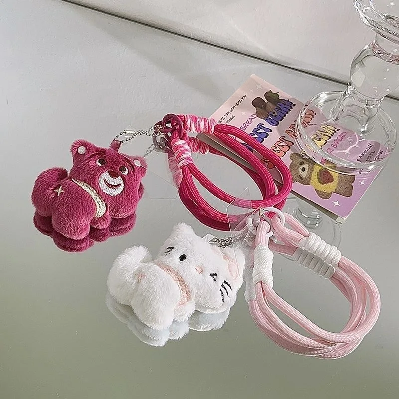 

Disney Lotso Plush Doll Mobile Phone Chain Backpack Pendant Cartoon Keychain Men's and Women's Accessories Children's Gift