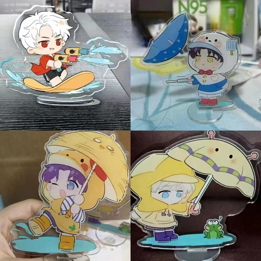 Game Love and Deep Space Xavier‌ Rafayel Zayne Acrylic Stand Cartoon Wearing Raincoat Umbrella Holding Standing Plaque Fan Gift