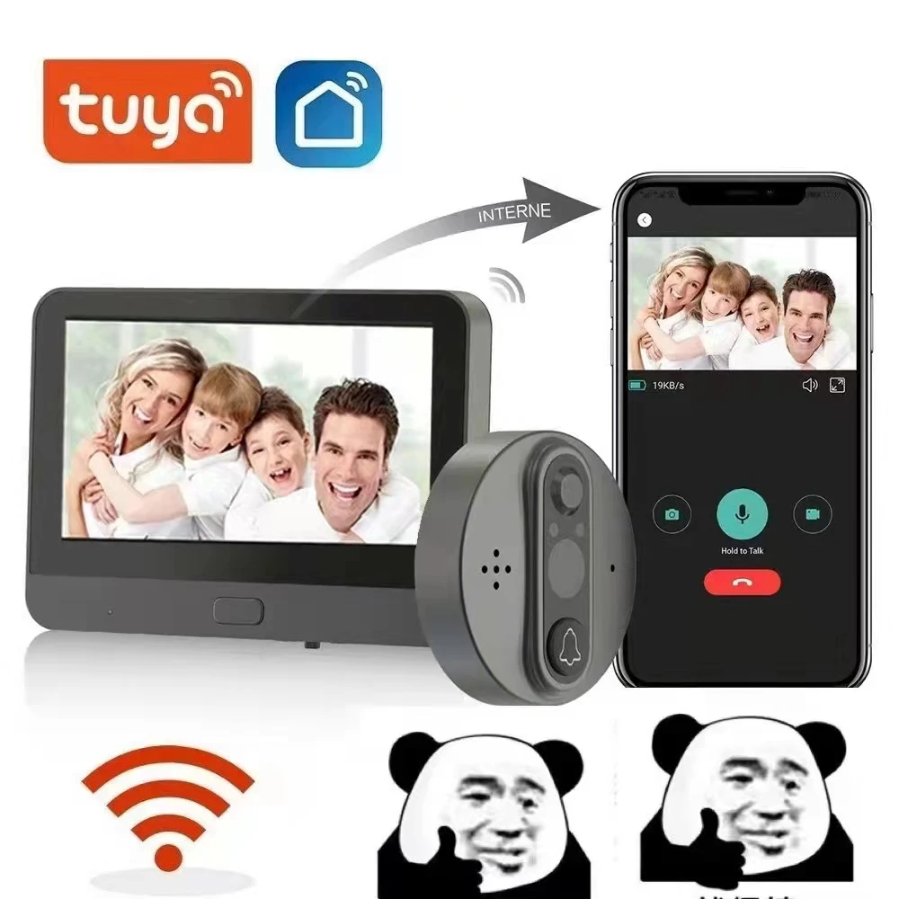 

4.3Inch WIFI Tuya Intercom Video Door Phone 160 Degree Wide Angle Night Vision Visual Peephole Viewer Door Camera