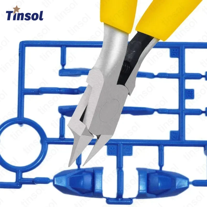 TINSOL Sharp Precision Wire Cutting Pliers, Carbon Steel Diagonal Nipper Snips Shears for Model Assembly, Metalworking, DIY
