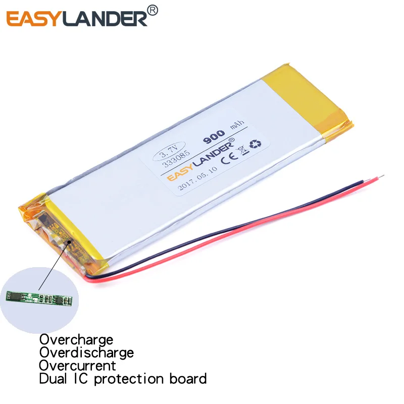 333085   Batería recargable de iones de litio de polímero de litio, 3,7 V, 900mAh, para MP3, MP4, DVR, juguetes, GPS, PSP, PDA, bluetooth, altavoz clon 4G, 4S, 5G, 5S