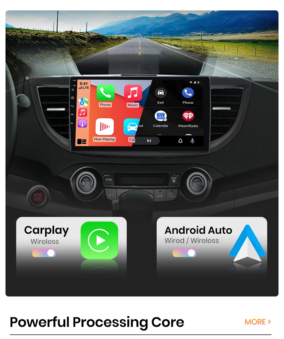 AWESAFE 10" Android Radio für Honda CRV CR-V 2012-2016, kabelloses CarPlay & Android Auto, GPS-Navigation, Multimedia-Unterstützung, Lenkradsteuerung, Subwoofer-Verstärker, Rückfahrkamera mit CAN-BUS, EU Plug and Play, DAB+ Digital Autoradio 2 DIN Autoradio Stereo RDS – Detail 12