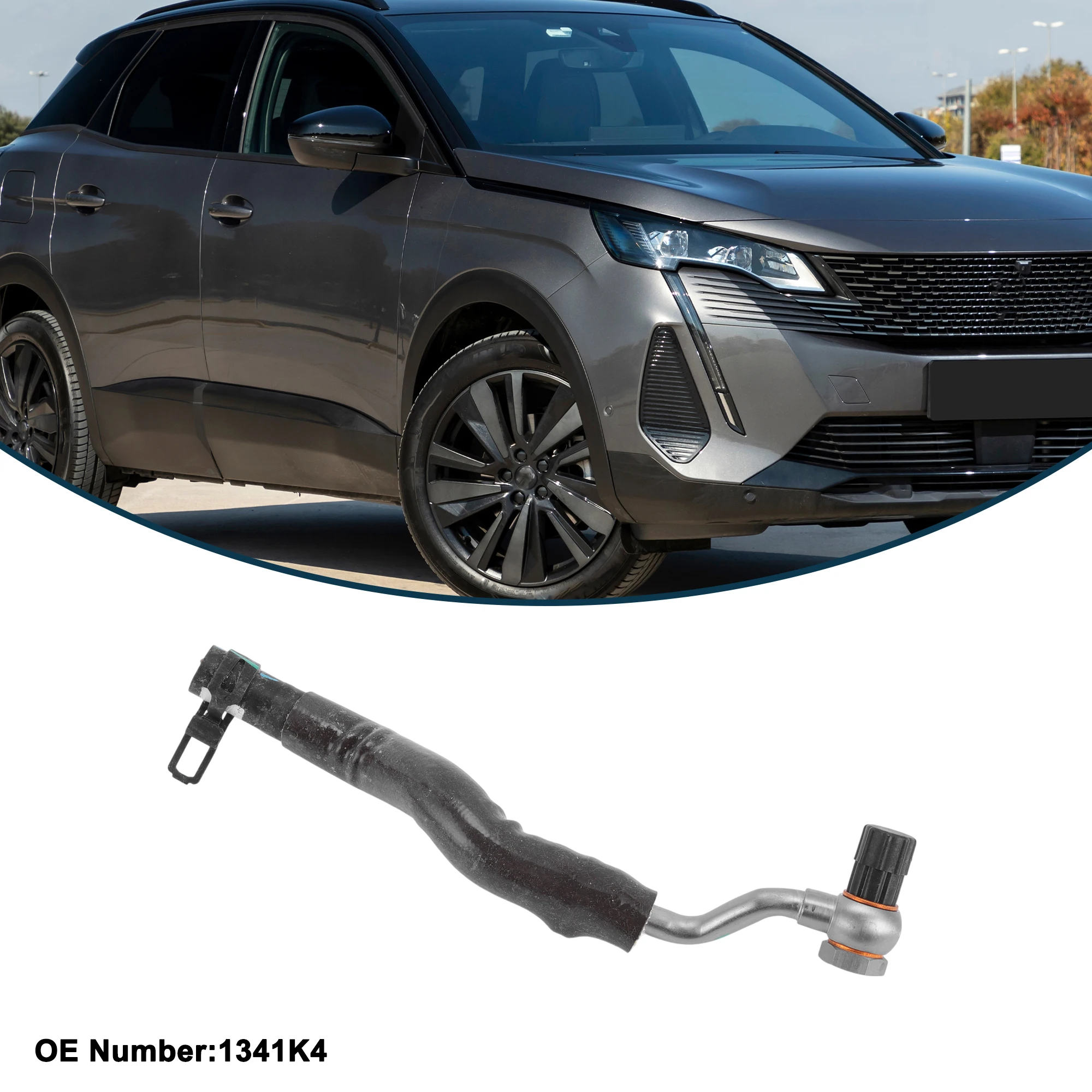 Wąż chłodnicy UXCELL, wąż nagrzewnicy, wąż wylotowy chłodnicy do Peugeot 3008 09-16 nr 1341K4, metalowo-gumowy przewód płynu chłodzącego, czarny, 1 szt.