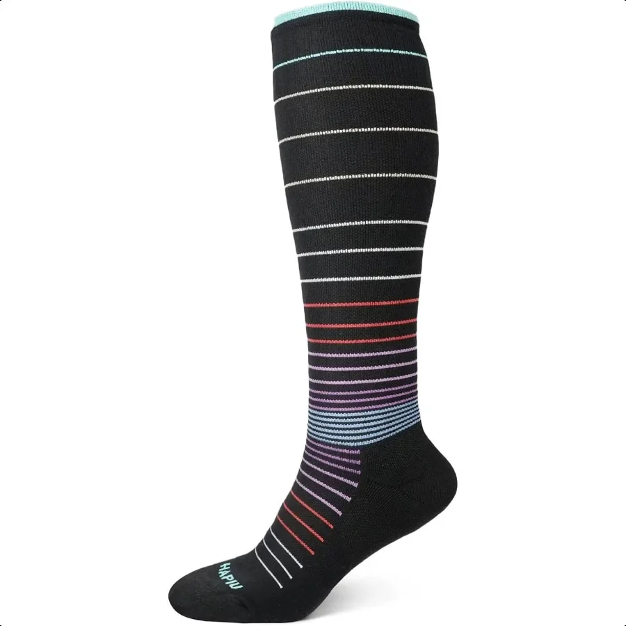 

HAPIU Merino Wool Soft Comprion Socks for Women Men 1520 mmHg Plus Size Knee High Stocking for Nurses Pregnancy Travel Flight M