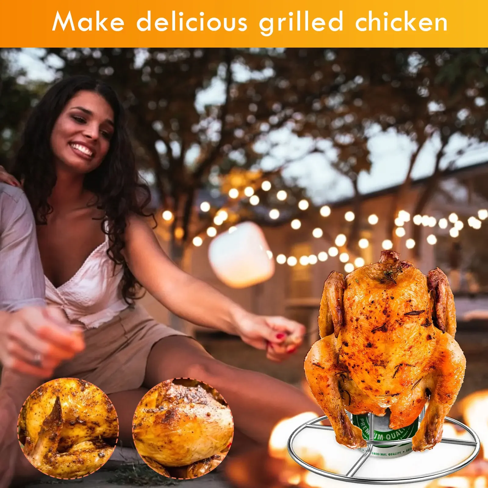 

Chicken Grill Stand Stainless Steel BBQ Roasting Holder Beer Can Chicken Rack for Indoor Outdoor Camping Picnic Grill Accessory