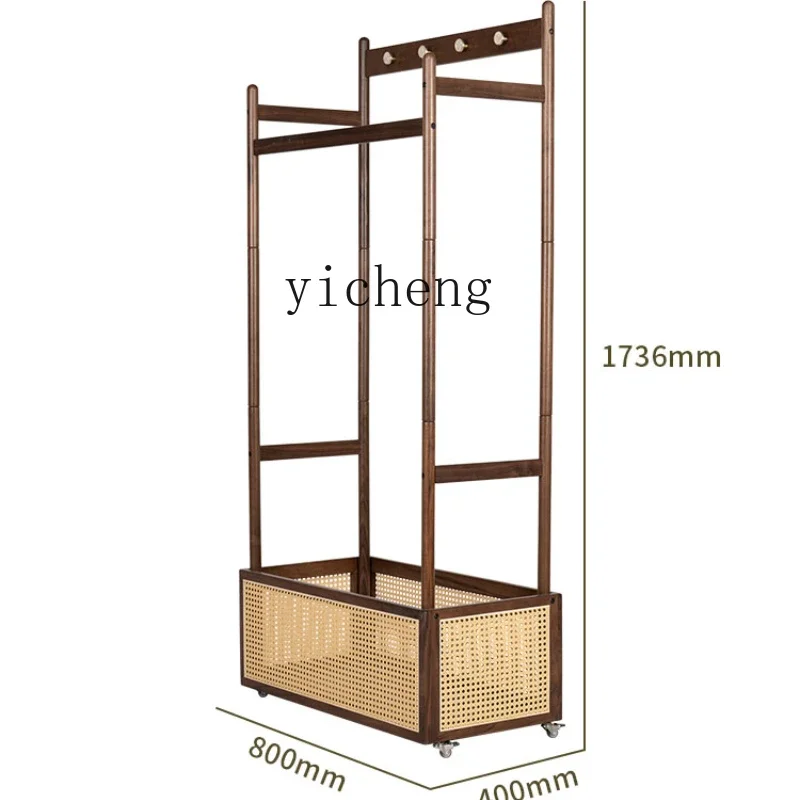 ZK floor-to-ceiling coat rack removable simple rattan hanger solid wood household bedroom hanger strong and durable