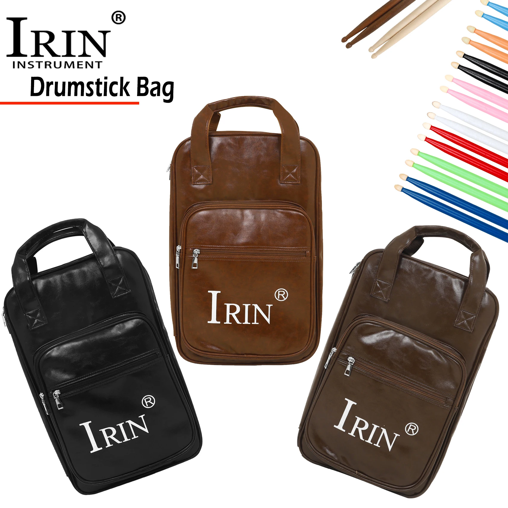 IRIN Drumstick Bag PU Material Drum Sticks Carrying Case Drumsticks Storage Bags Percussion Instruments Accessories General Bags